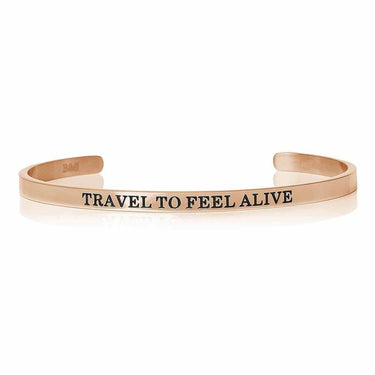 Travel To Feel Alive Bracelet - Quote Bracelet - Mantra Bracelet Bracelet 18k Rose Gold Brother & Sisters